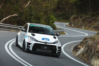 GR Yaris Gen 2 Rally.2 Hood Vents, on a GR Yaris in corner during Australia Adelaide Rally, front right view