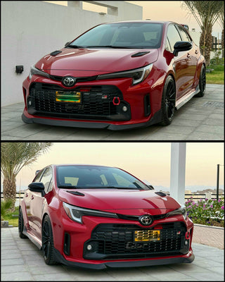 Toyota GR Corolla "RALLY ATTACK" Style HOOD VENTS Kit by PIRAS Motorsport, only side vents installed, front views