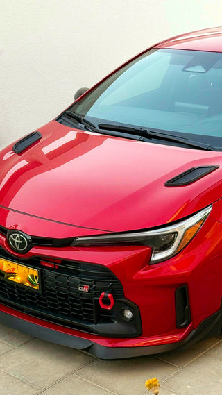 Toyota GR Corolla "RALLY ATTACK" Style HOOD VENTS Kit by PIRAS Motorsport, only side vents installed, top view