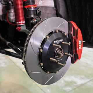 GR Yaris font brake disc by GiroDisc, installed and without wheel