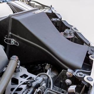 GR Yaris engine bay with open hood, shows PIRAS Motorsport Airbox installed, close up view