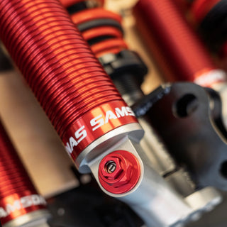 Detail of Gas Canister Filler Valve on Samsonas 3 way Tarmac Suspension for GR Yaris