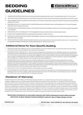 GIRODISC Disc Bedding Guidelines, INSTRUCTIONS 